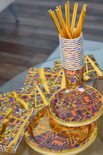 Load image into Gallery viewer, 80 pieces, Metallic Kente Printed Party Bundle / Juneteenth / Black History Party Supplies

