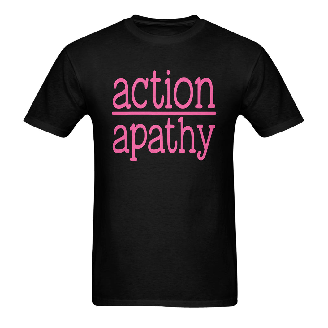 Action Over Apathy Unisex Cotton T-Shirt (Black & Pink)