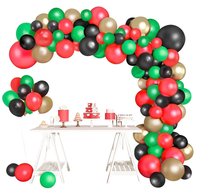 Black Pride Balloon Set | Red, black, and green balloon arch with 100 balloons