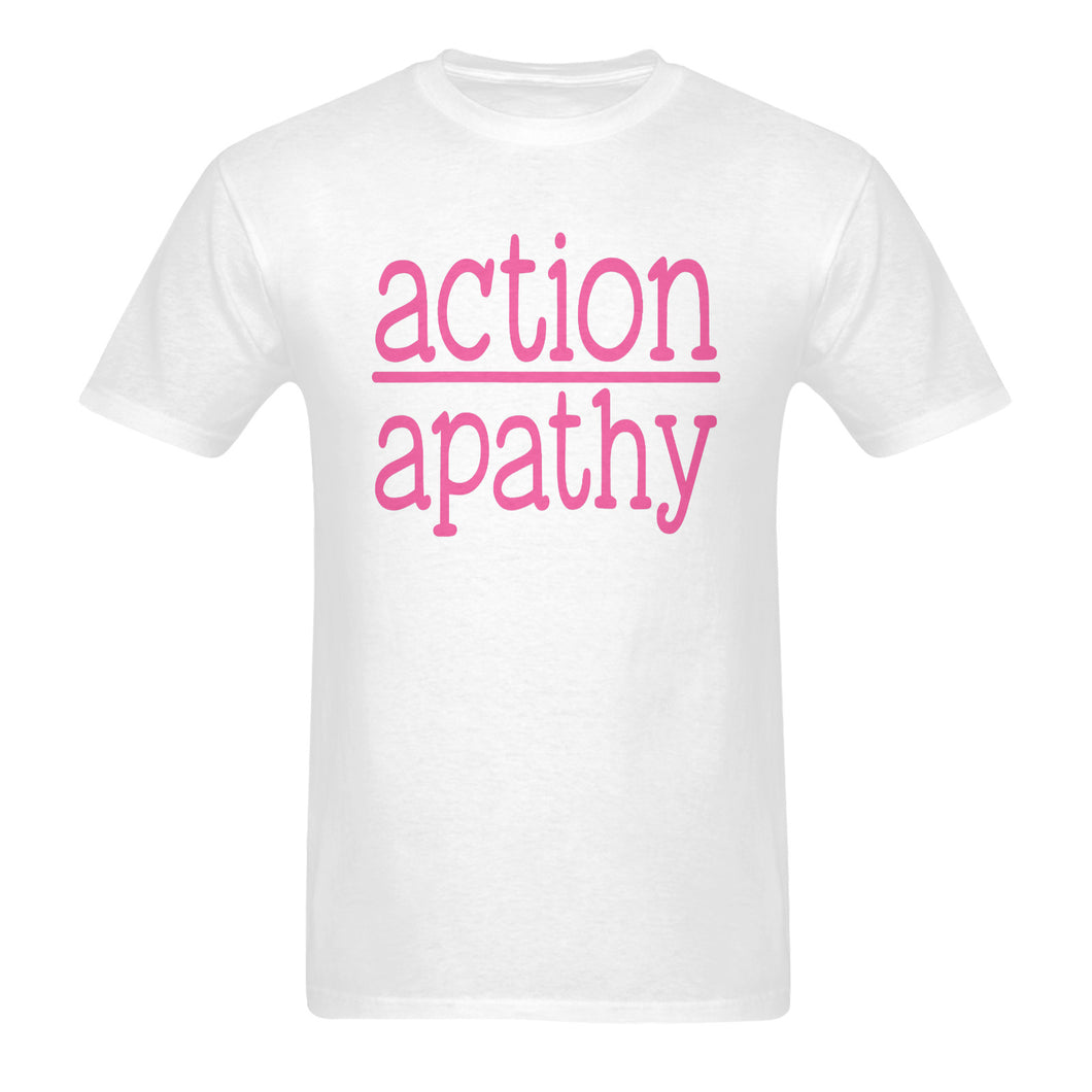 Action Over Apathy Unisex Cotton T-Shirt (White and Pink)